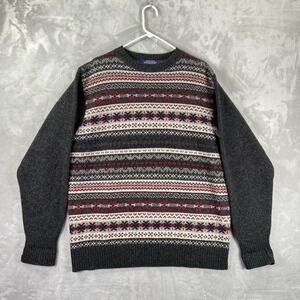 Pendleton Sweater men's XL 100% Shetland Wool Crew Neck Pullover Aztec Geometric